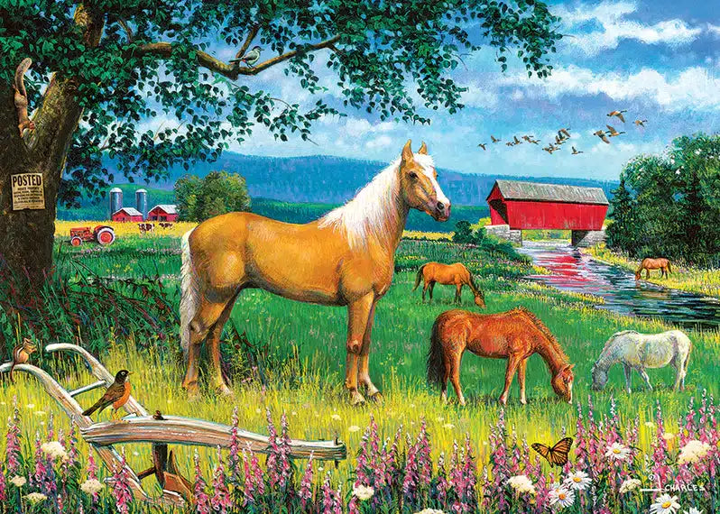 Horses In The Field 35 Piece Tray Puzzle Cobble Hill image 0